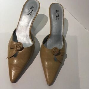 BCBG Paris Open Back Heels with Rosette Accent